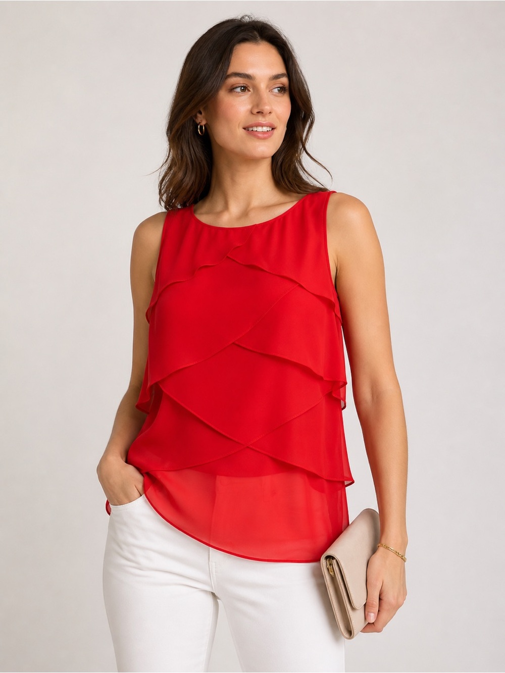 Zara Vibrant Red Layered Blouse
